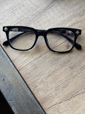Chrome Hearts Black Glasses with Silver Accents
